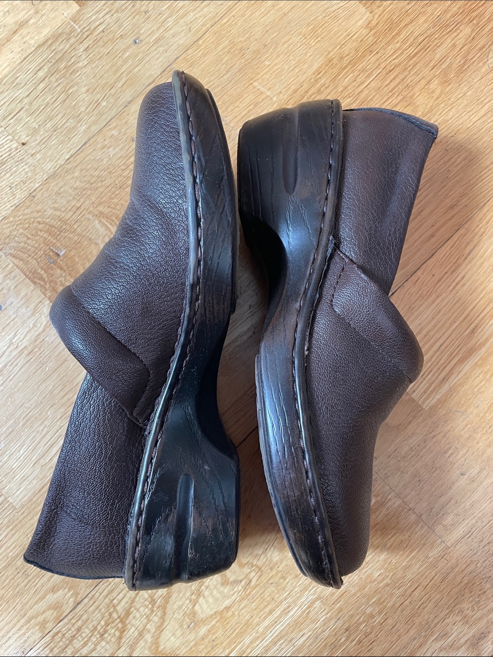G.H. Bass & Co. brown clogs, size 8